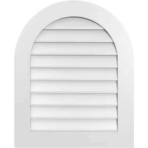 26 in. x 32 in. Round Top White PVC Paintable Gable Louver Vent Non-Functional