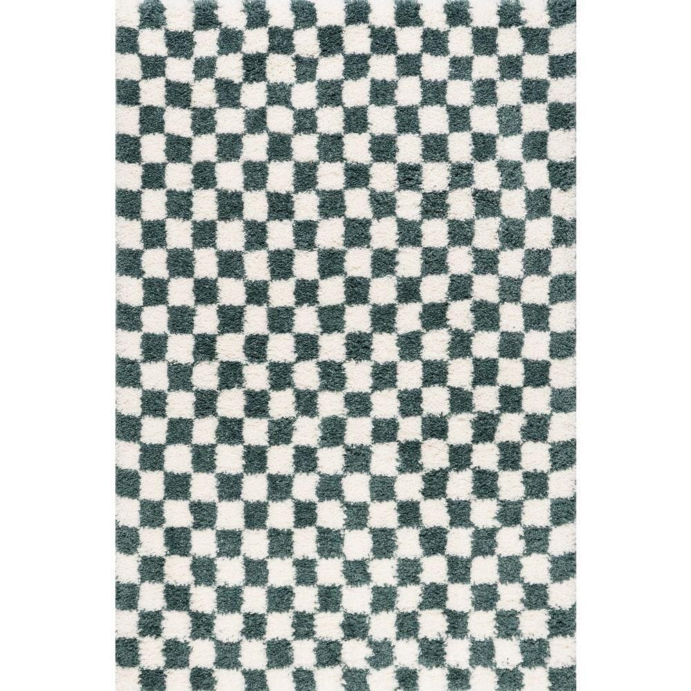 Bettie Retro Checkered Shag Green 8 ft. x 10 ft. Indoor Area Rug price history on PriceWatchPro