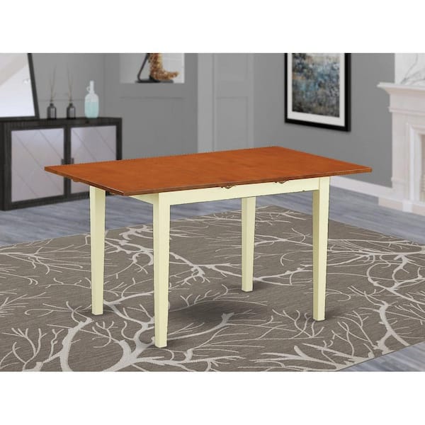 HOME IMPORTS EMPORIUM Buttermilk and Cherry Finish Wooden Top 32 in. x 54 in. 4-Leg Rectangle Dining Table - Seats 4