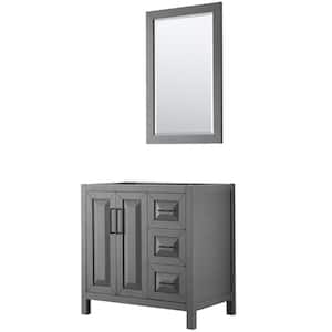 Daria 35 in. W x 21.5 in. D x 35 in. H Single Bath Vanity Cabinet without Top in Dark Gray with 24 in. Mirror