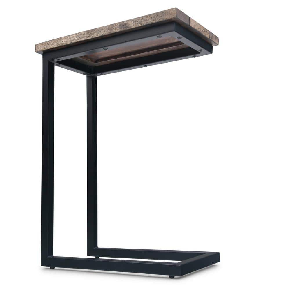 Skyler Beach Brown Wood and Metal Rectangular Side Table