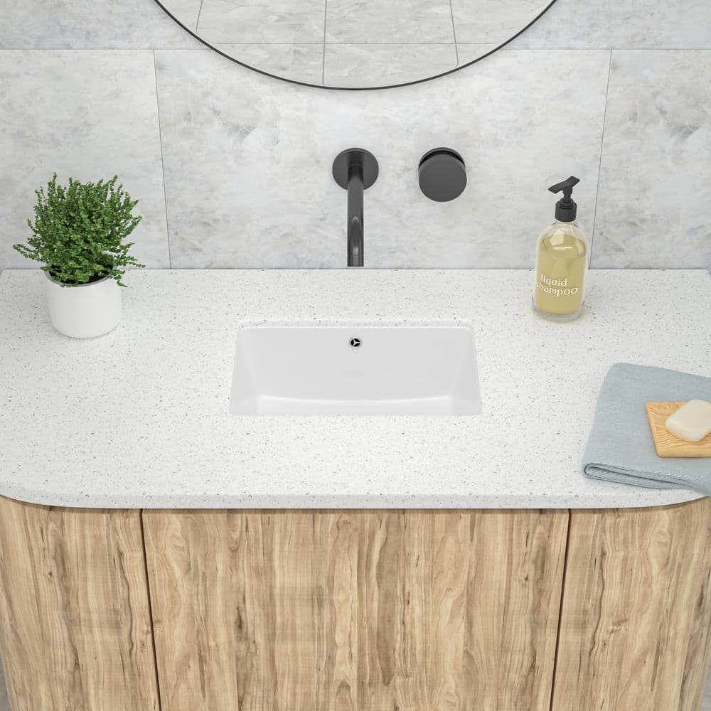 LORDEAR 18 in. Undermount Ceramic Bathroom Vessel Sink in White HUF1812 ...