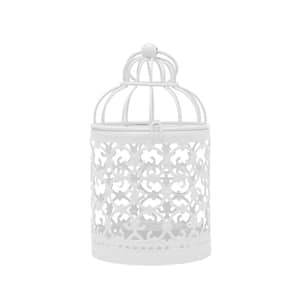 6-Pcs White Iron Wedding Centerpieces Decorative Candle Holder Hanging Lantern Bird Cage Metal Hollow Out