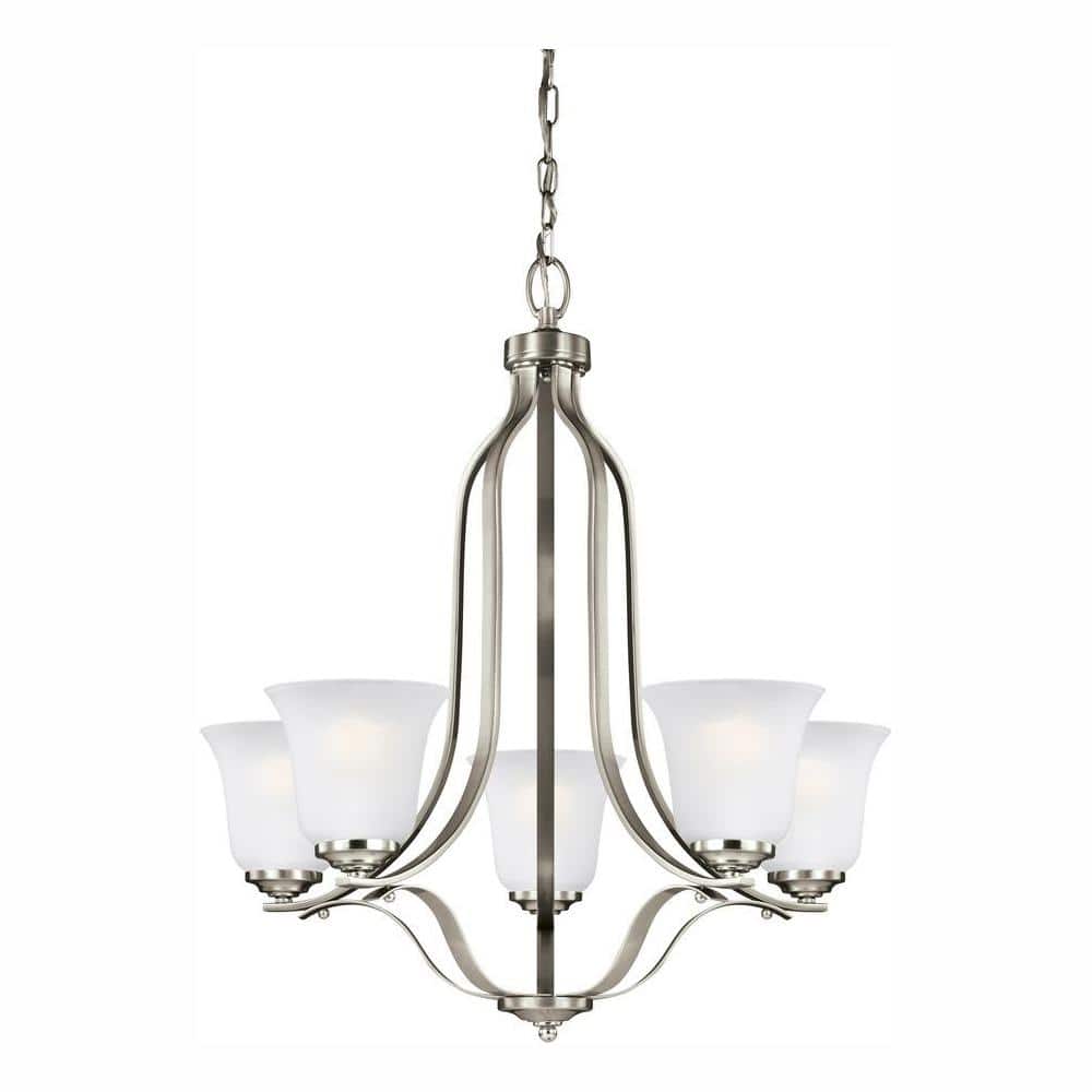 Emmons traditional 12-light indoor dimmable ceiling chandelier pendant light in brushed nickel silve