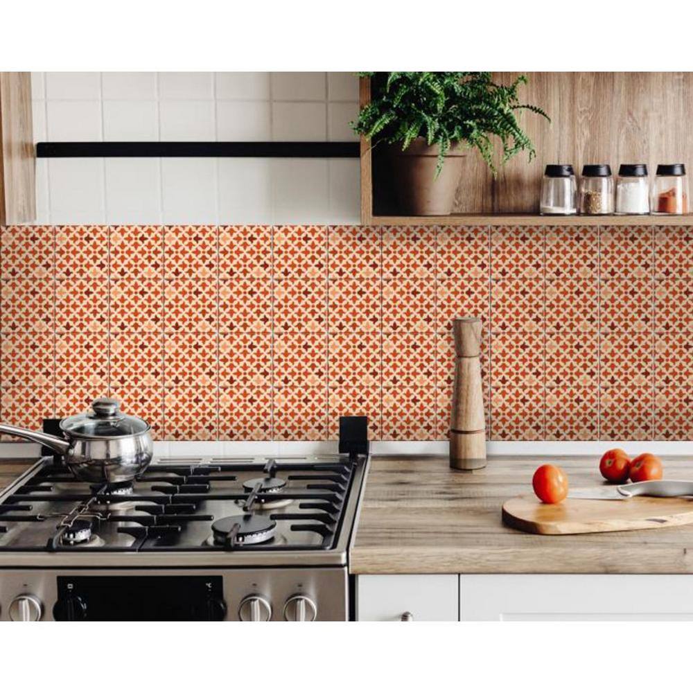HomeRoots Terra Cotta Tango 7 in. x 7 in. Vinyl Peel and Stick Tile (8. ...