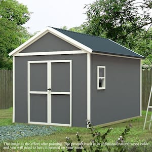 8 ft. x 12 ft. Unfinished Wood Shed Outdoor with Window and Flexible Double Door Do-it-Yourself Shed 96 sq. ft.