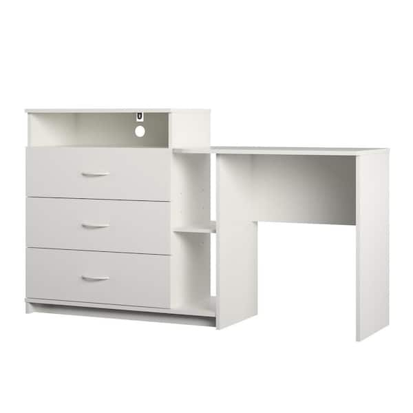 Ameriwood Home Sonnet 3-Drawer White Media Dresser and Desk (33.4 in. H x  31.5 in. W x 17 in. D) HD22291 - The Home Depot