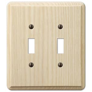 Contemporary 2 Gang Toggle Wood Wall Plate - Unfinished Ash