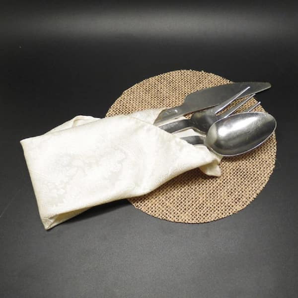 Wellco 6 in. x 6 in. Round Natural Burlap placemat For Dining Room Table Decor (Set of 12)