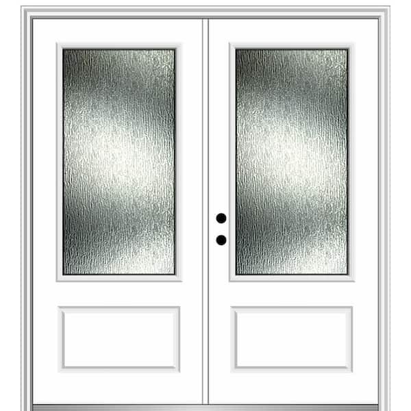 MMI Door Rain Glass 72 in. x 80 in. Right-Hand Inswing 3/4 Lite 1-Panel Primed Prehung Front Door on 4-9/16 in. Frame