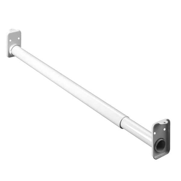 Closet Pro 48 in. to 72 in. White Steel Adjustable Hanging Closet Rod with Fixed Flange