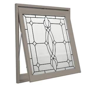 27.25 in. x 27.25 in. Decorative Glass Craftsman Black Caming Driftwood Awning Vinyl Window