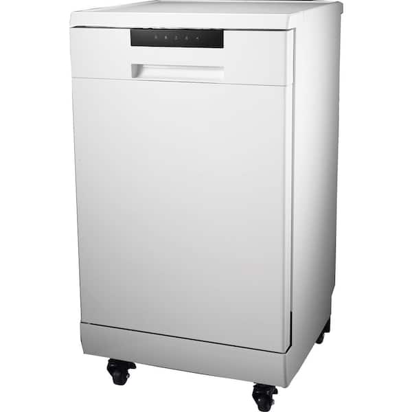 18 White Electronic Portable 120-volt Dishwasher with 3-Cycles