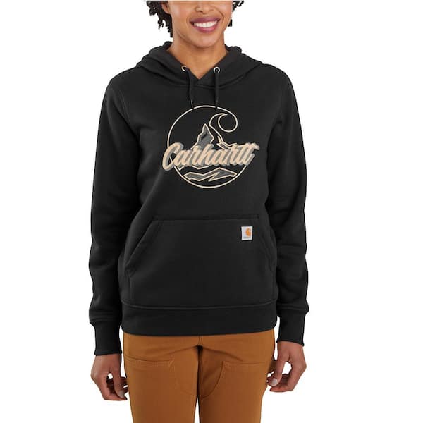 Carhartt Women's X-Large Black Cotton/Polyester Relaxed Fit Midweight C Logo Graphic Sweatshirt