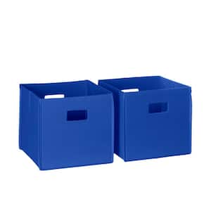 10 in. H x 10.5 in. W x 10.5 in. D Blue Fabric Cube Storage Bin 2-Pack