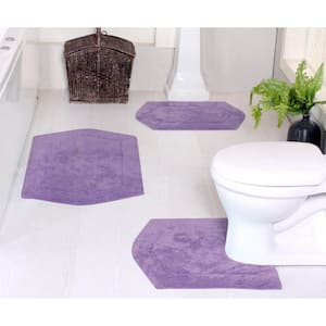 Waterford Collection 100% Cotton Tufted Bath Rug, 3-Pcs Set with Contour, Purple