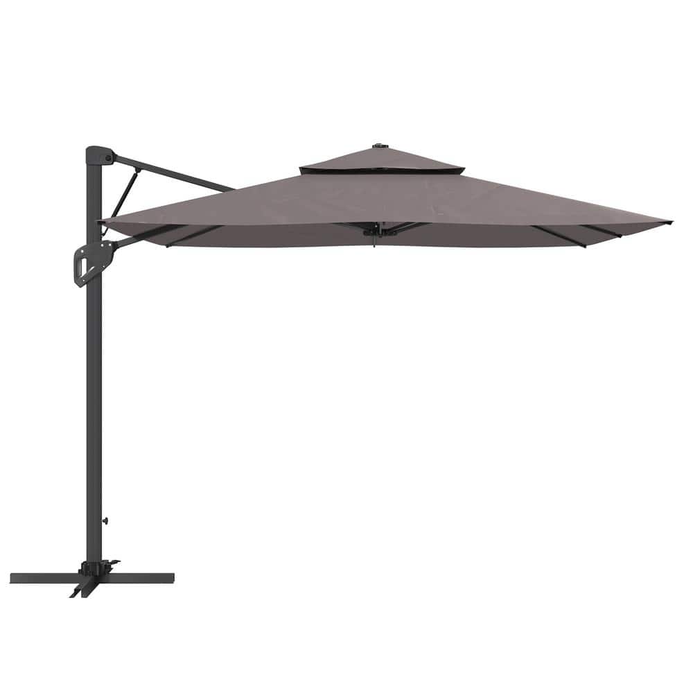 Clihome 10 ft. Square Cantilever Patio Umbrella with Cross base in Dark Grey (without Umbrella