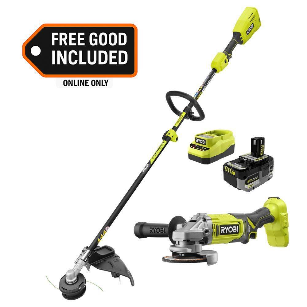 "ONE+ HP 18V Brushless 15"" Attachment Capable String Trimmer w/ 6.0 Ah Battery, Charger, & FREE ONE+ 4-1/2"" Angle Grinder" price history on PriceWatchPro