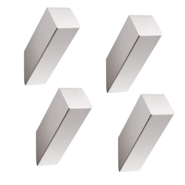 Modern Square J-Hook Robe and Towel Hook in Brushed Nickel for Bathroom, Livingroom and Hotel (4 Pack)