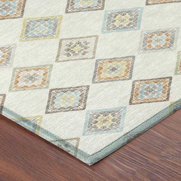 Chantille Machine Washable Indoor/Outdoor Abstract ACN2624 Ivory 2 ft. x 7 ft. Runner Rug