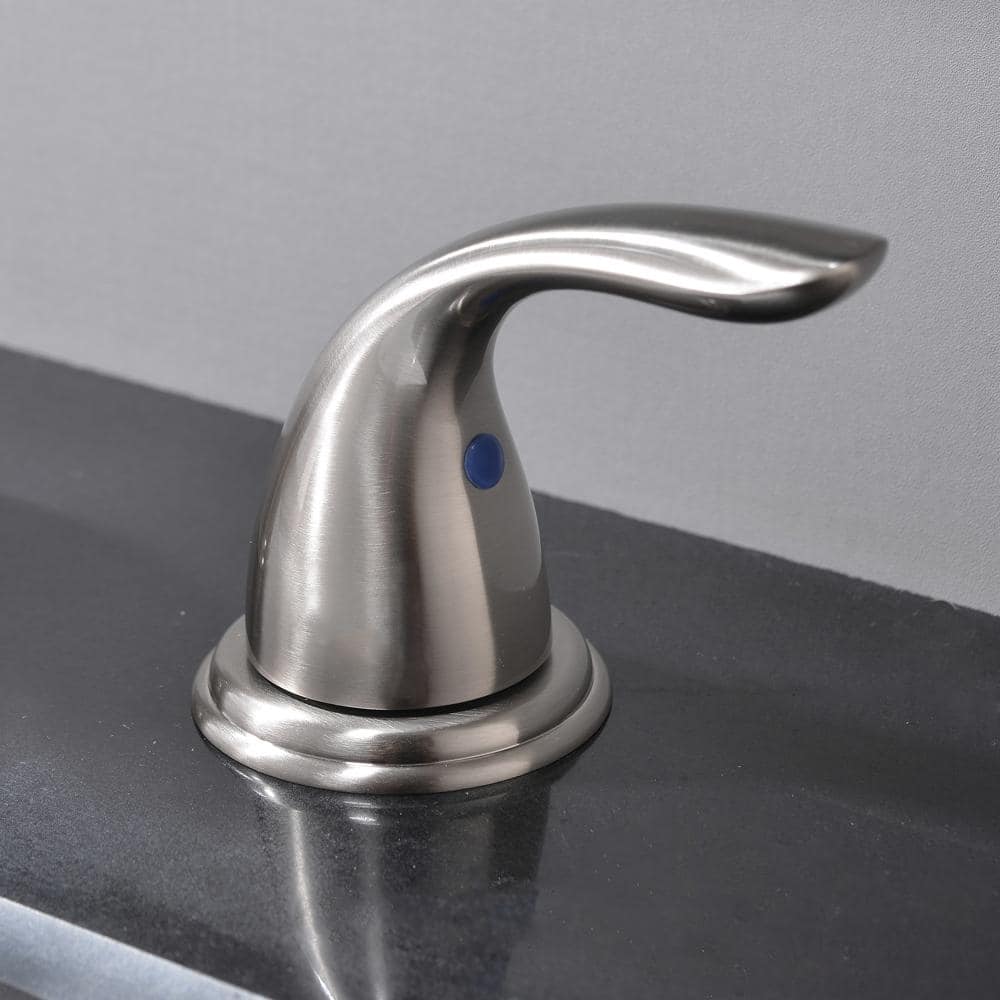 Brushed Nickel 8-Inch Widespread Bathroom Faucet with Lever Handles