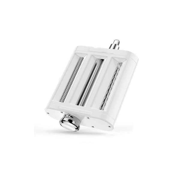 Stainless Steel 3-in-1 Pasta Maker Attachment with Roller & Cutters, Includes Drying Rack & Cleaning Brush