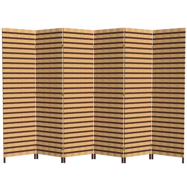 6 ft. 2-Tone Natural Fiber 6-Panel Room Divider