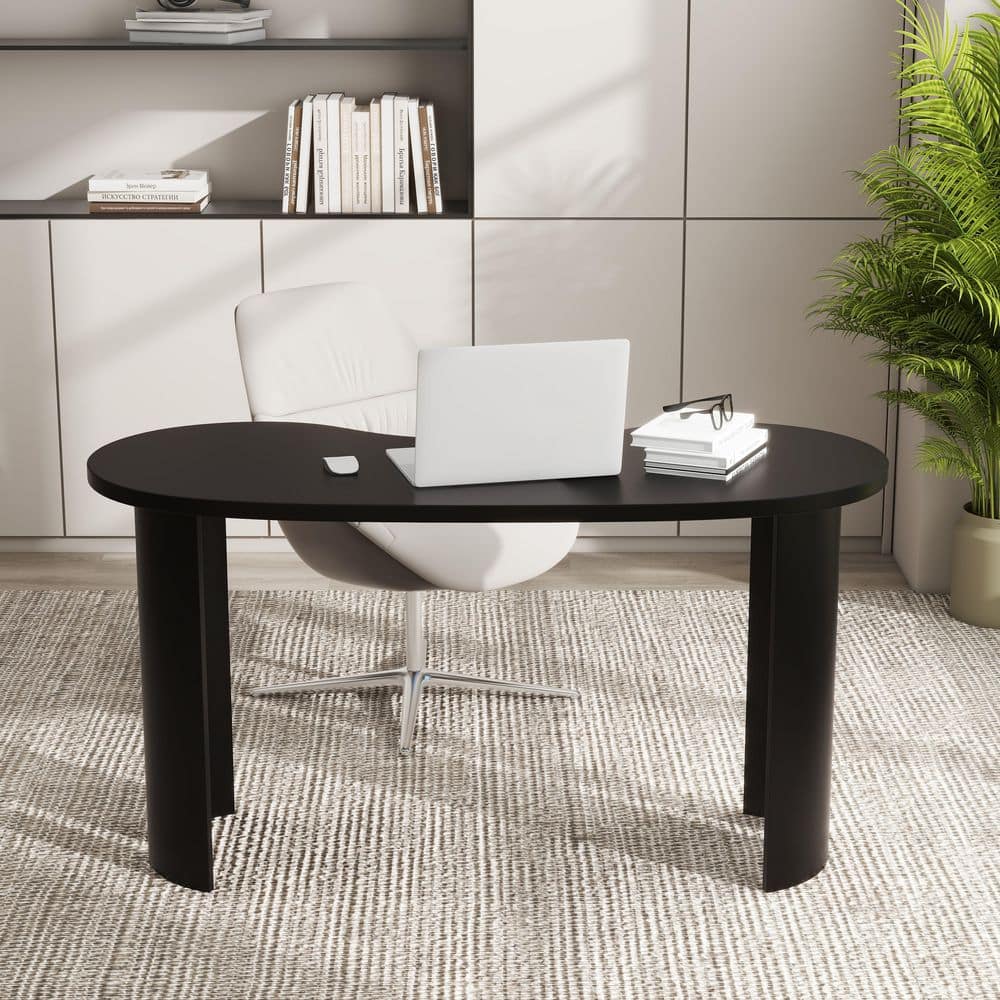 55.12 in. W x 29.72 in. H Frameless Wood Writing Desk Worktable