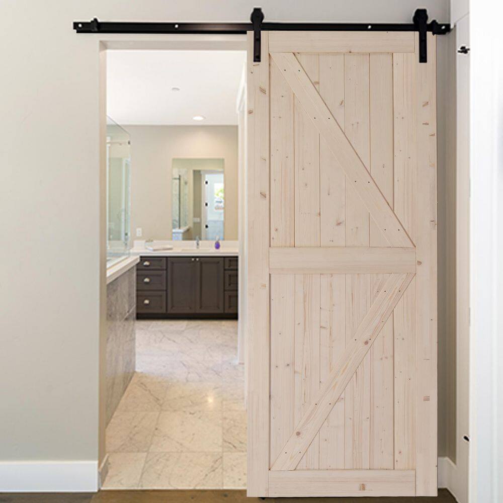 Natural Unfinished Solid Wood 36" x 84" Barn Door