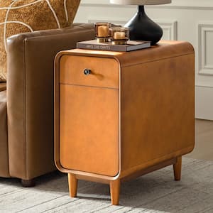 Feodor 23.75 in. Acorn Rectangle Wood End Table with Backside Magazine Rack