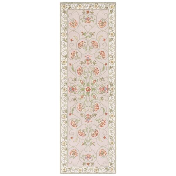 SAFAVIEH Chelsea Beige/Green 3 ft. x 8 ft. Floral Diamond Runner Rug