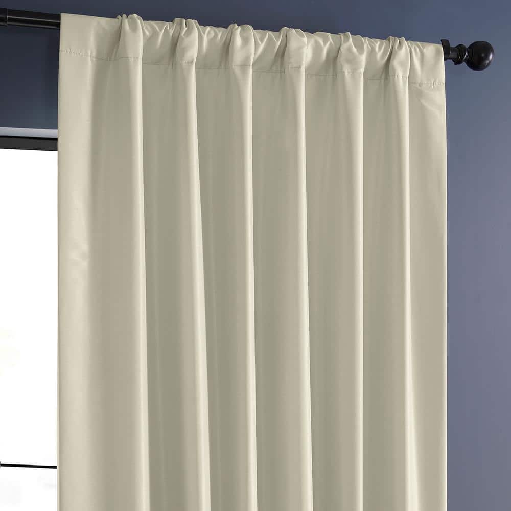 Extra Long Off-White Blackout Faux Silk Drapes