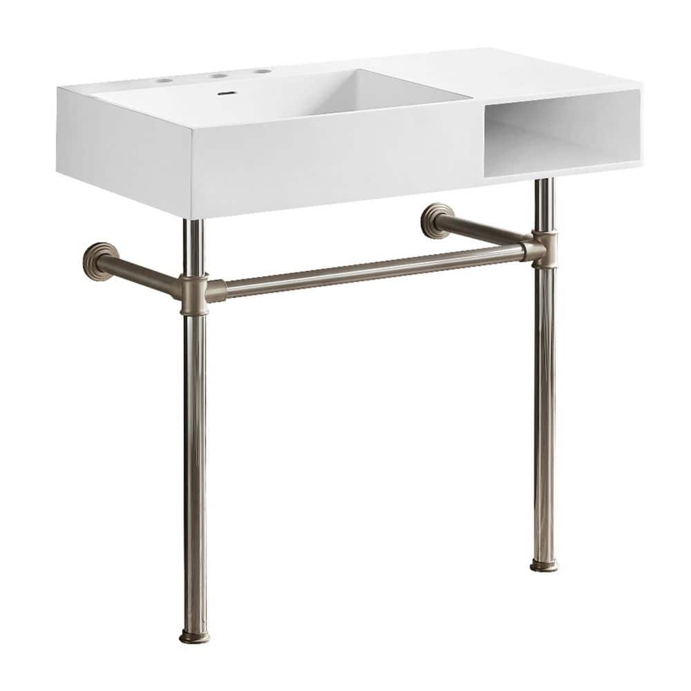 Aurelius 36.63 in. x 20.88 in. Console Sink in Matte White Solid Surface with Legs price history on PriceWatchPro