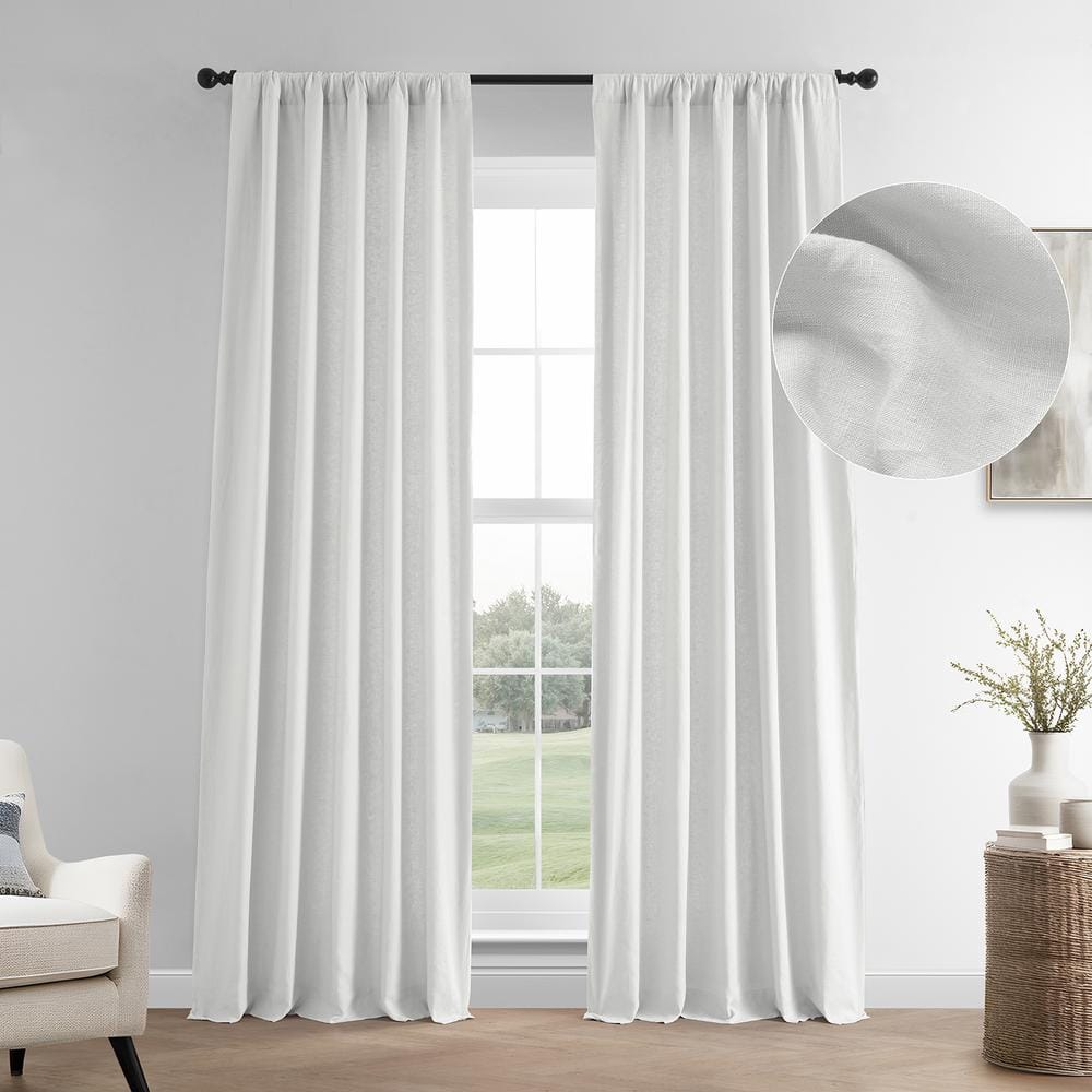 Crisp White Linen Room-Darkening Curtain Panel 50" x 108"