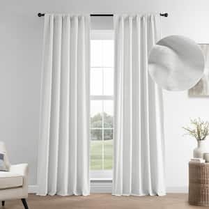 Crisp White French Linen Rod Pocket Room Darkening Curtain 50 in. W x 84 in. L Single Window Panel
