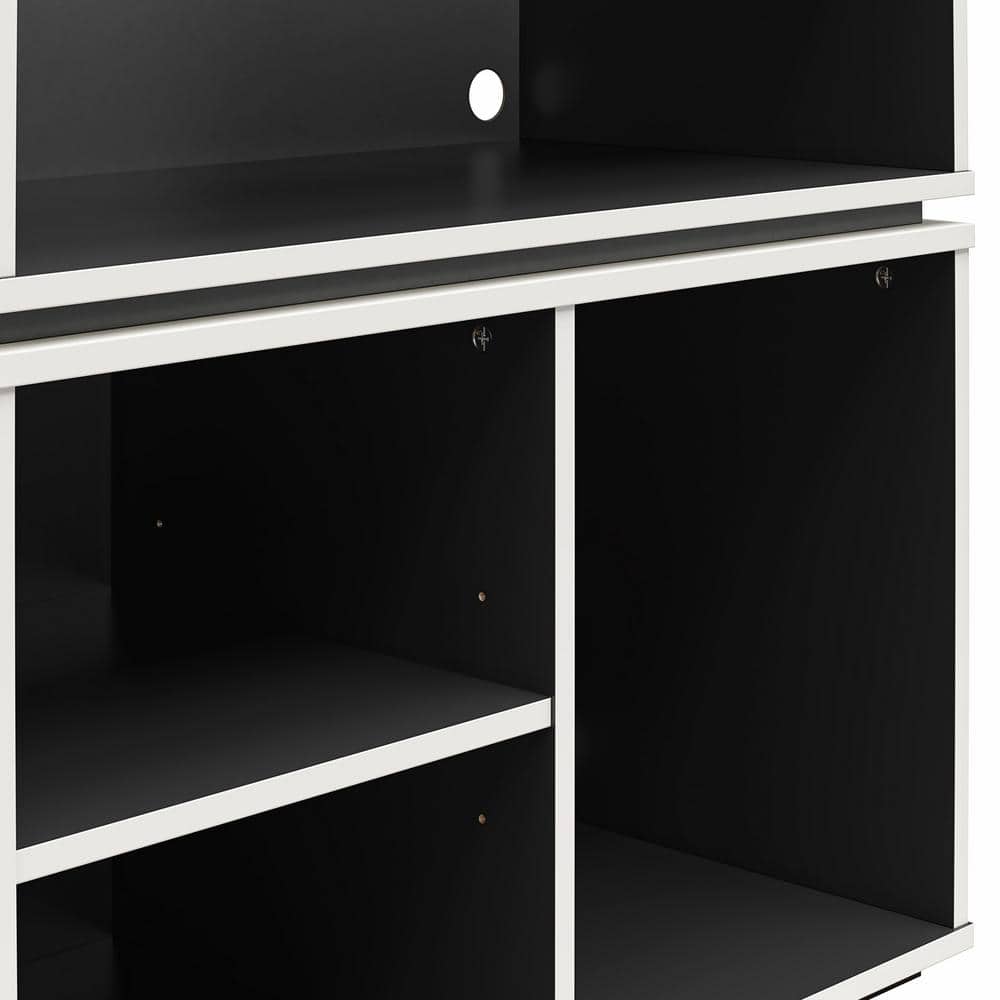 White and Black Adjustable Wood Display Storage Unit