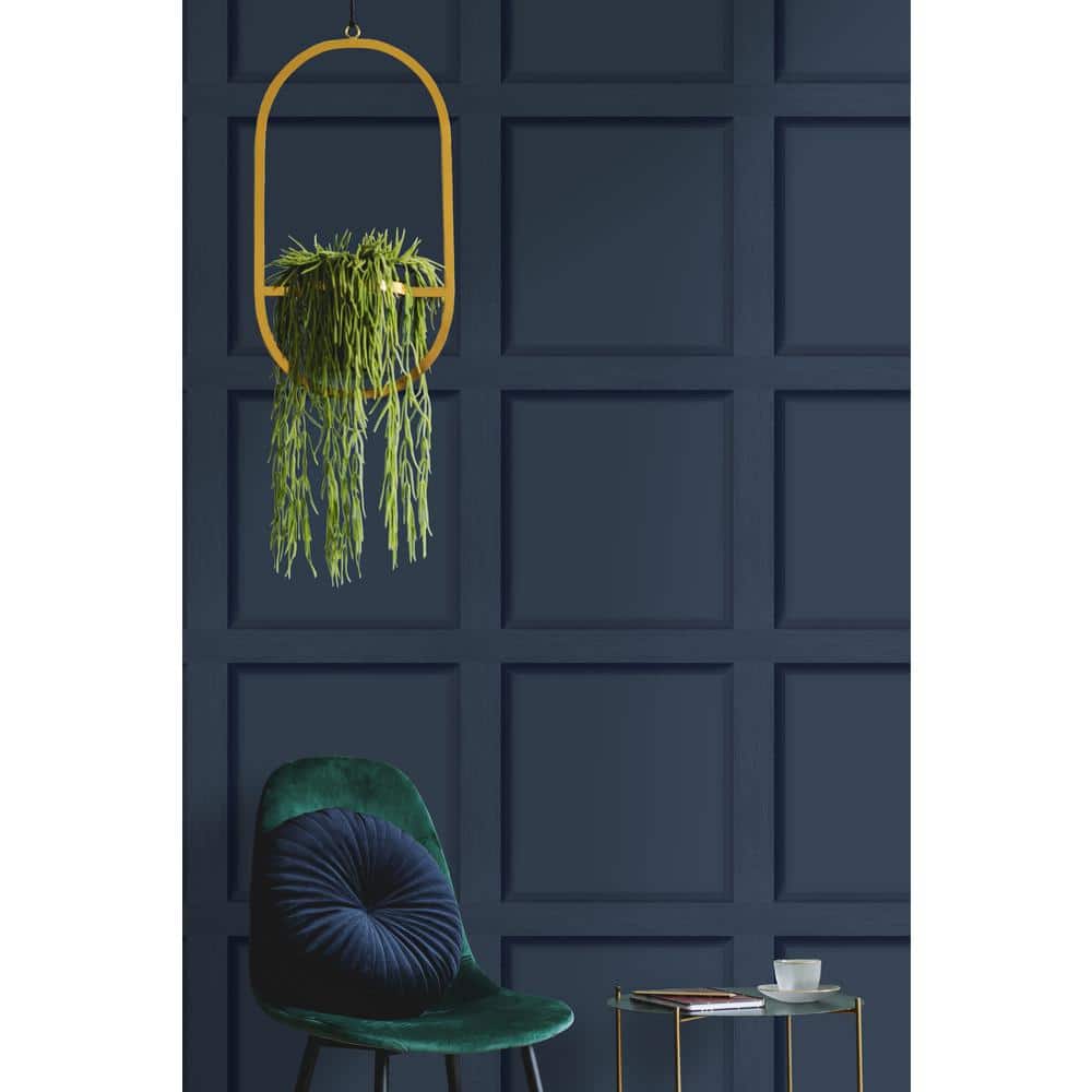 Navy Blue Matte 3D Wood Panel Wallpaper Roll