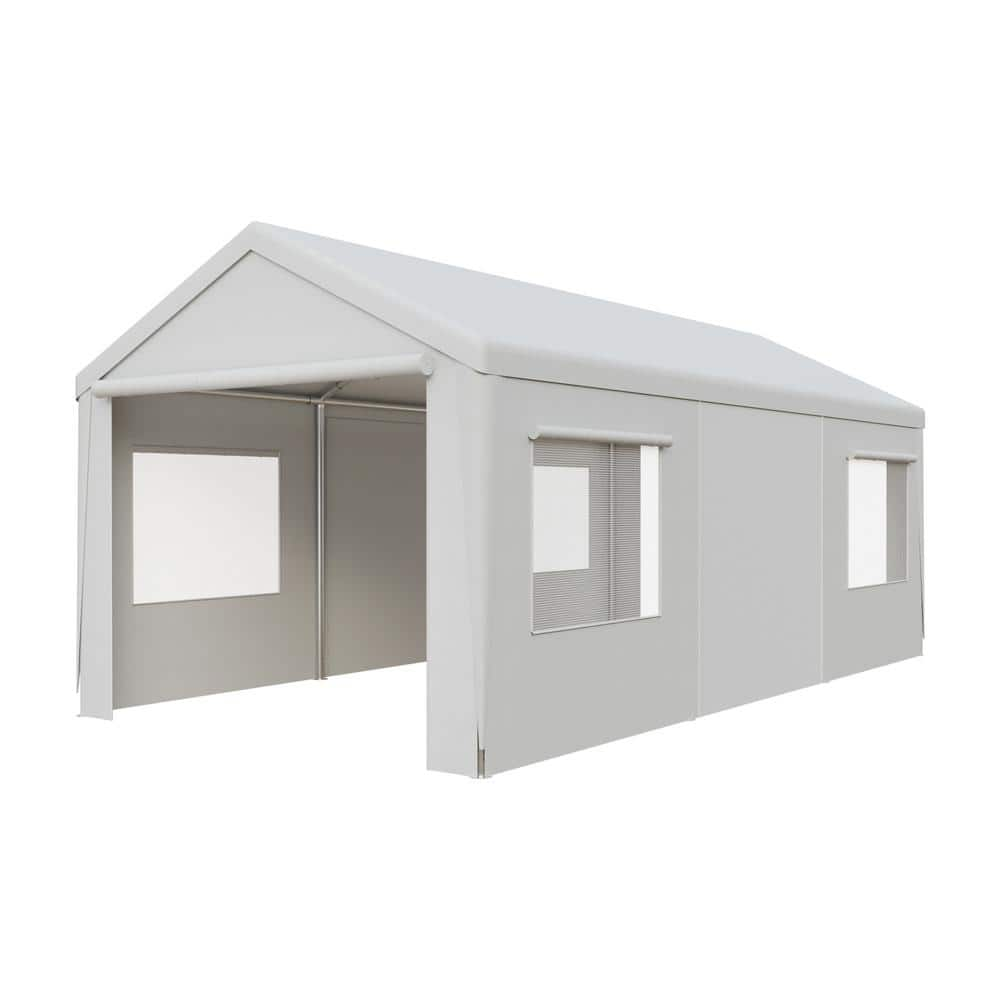 INMITOM 13 ft. x 20 ft. Heavy-Duty Carport-Portable Garage with Roll-Up Windows Removable Sidewalls, Waterproof and UV Resistant