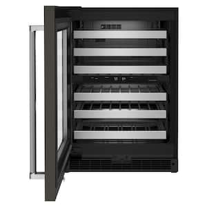 24 in. Dual Zone 46-Bottle Built-In Undercounter Wine Cooler in Black Stainless