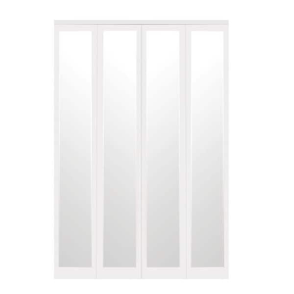 Impact Plus 48 in. x 80 in. Mir-Mel Primed Mirror Solid Core MDF Full-Lite Interior Closet Wood Bi-Fold Door with Matching Trim