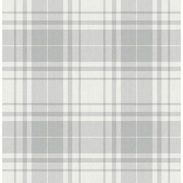 InHome Franklin Plaid Grey Peel and Stick Wallpaper Sample