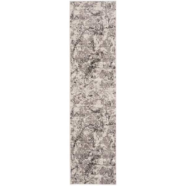 Skyler 2 ft. x 18 ft. Gray/Ivory Marble Overdyed Runner Rug