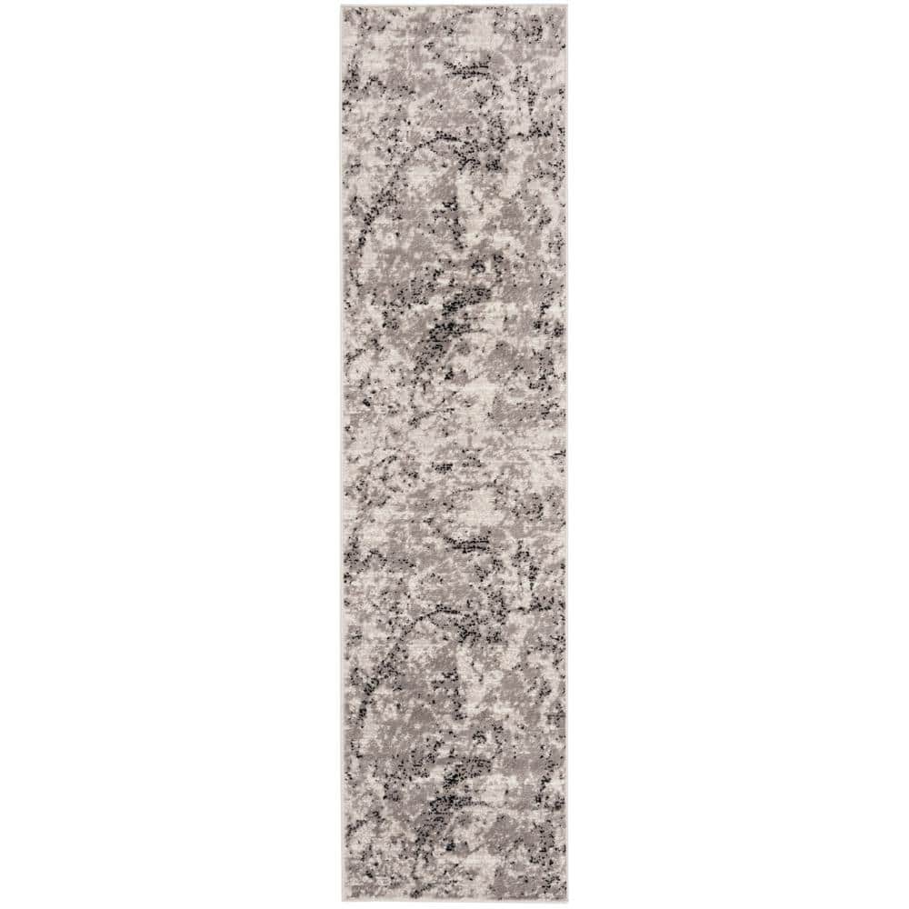 Skyler 2' x 6' Grey/Ivory Abstract Synthetic Runner Rug