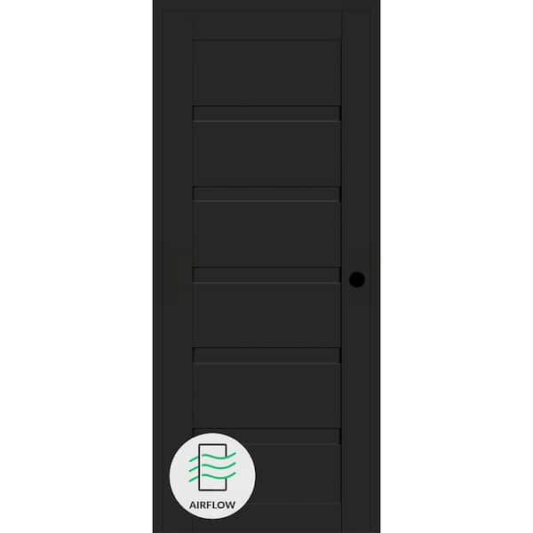 Louver N DIY-Friendly 32 in. х 80 in. Left-Hand Black Matte Solid Composite Core Wood Single Prehung Interior Door