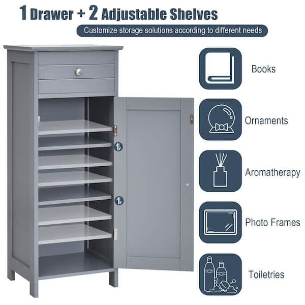 Aoibox 11.75 in. W x 23.50 in. D x 23.50 in. H in White Gray MDF Easy to Assemble Cabinet Kitchen Cabinet with AjustableShelves