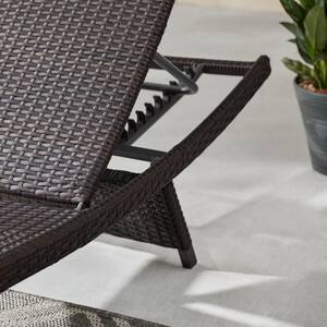 Brown Wicker Adjustable Outdoor Chaise Lounge