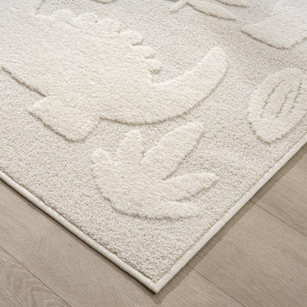 Eternal Dinosaur Jungle Party Beige 5 ft. x 7 ft. Kids Rug