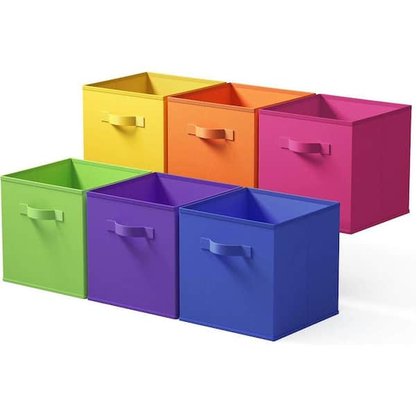 Multi-Colored 11 in. x 11 in. Fabric Decorative Basket Set of 6