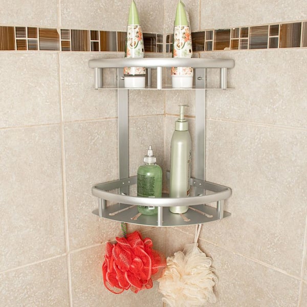 Toolkiss Aluminum Corner Shower Caddy, Soap Dish For Tiled Shower Wall Home Depot