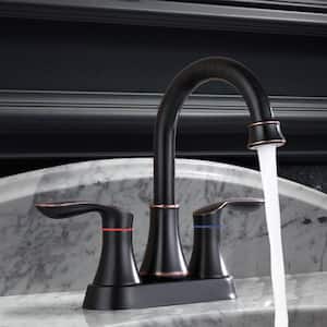 Retro 4 in. Centerset Double Handle High Arc Bathroom Faucet with Drain Kit Included in Oil Rubbed Bronze